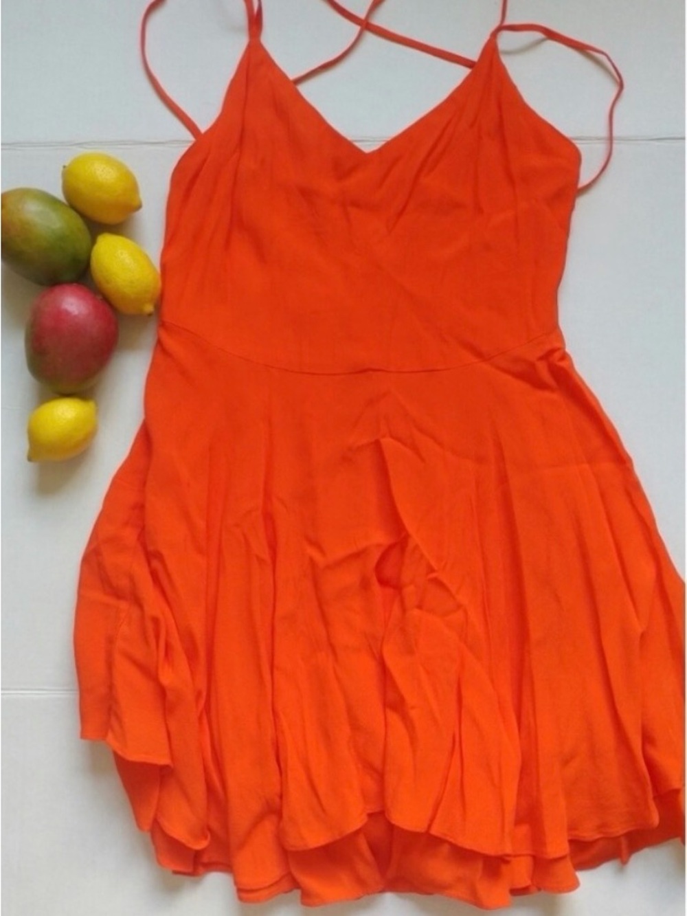 COPPER KEY Dress DILLARDS Flowy Bright Orange Strappy Size Large
